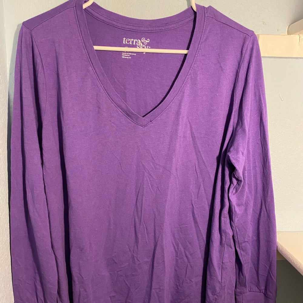 Purple V neck top